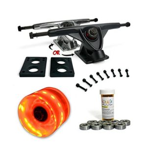 LONGBOARD Skateboard TRUCKS COMBO set w: LED light up WHEELS + trucks Package by Yocaher